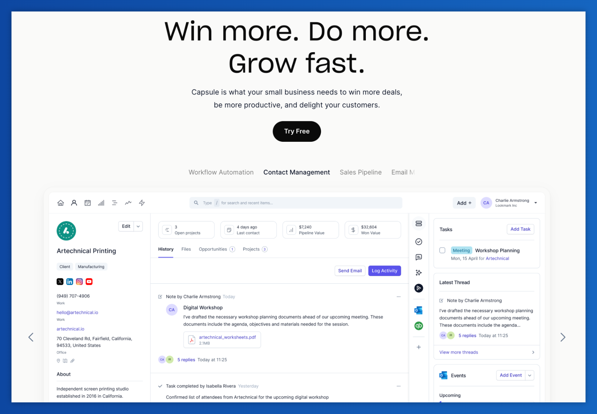 win more do more grow fast capsule is what your small business needs to win more deals be more productive and delight your customers