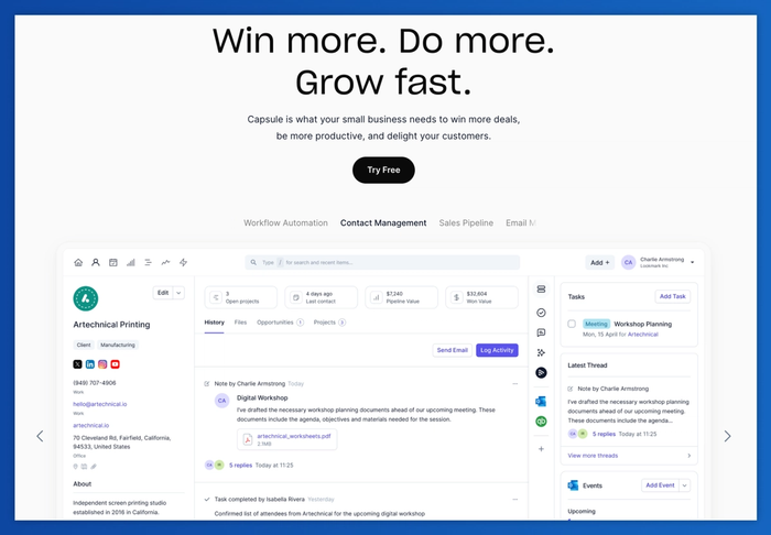 win more do more grow fast capsule is what your small business needs to win more deals be more productive and delight your customers