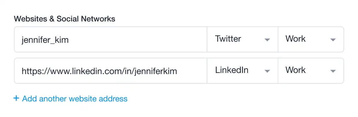 a screenshot of a website that says websites & social networks