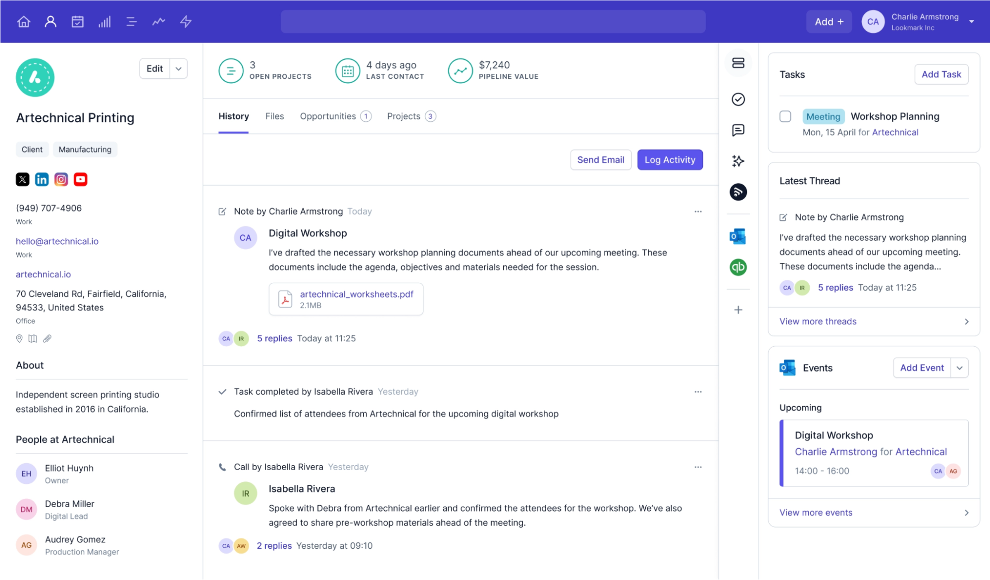 Capsule CRM layout