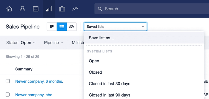 'Save as' drop down menu