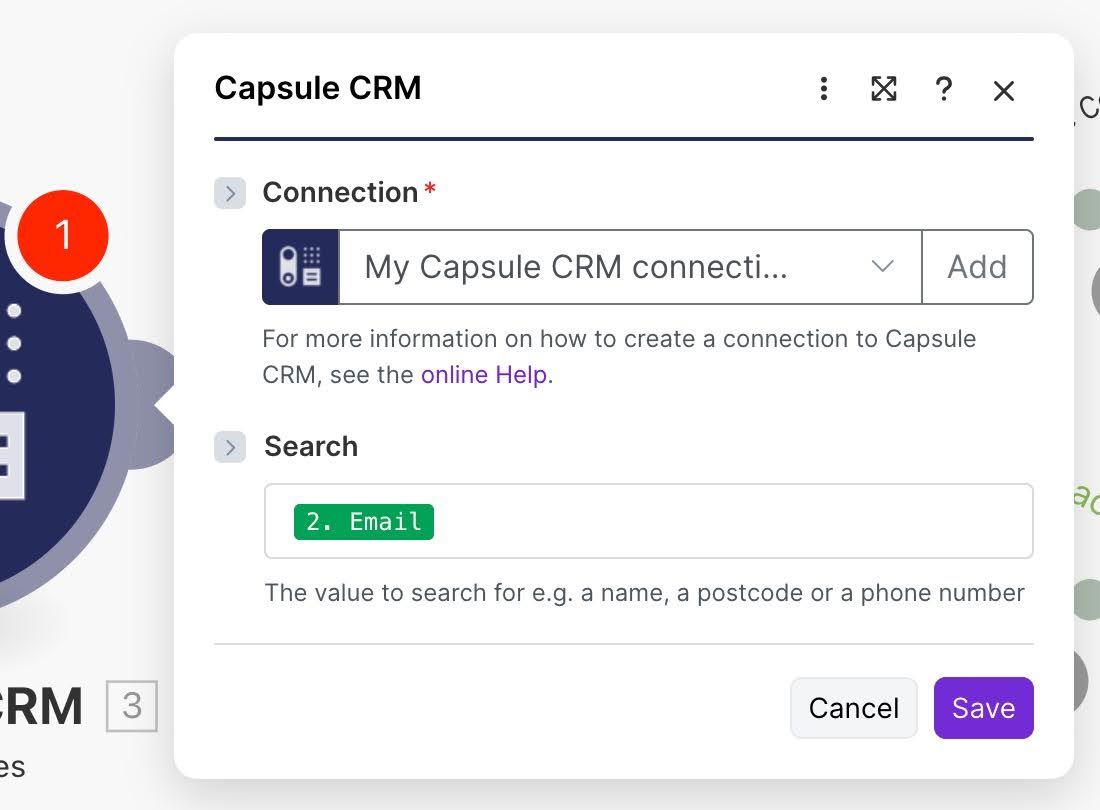 searching capsule by in mailerlite email via make scenario