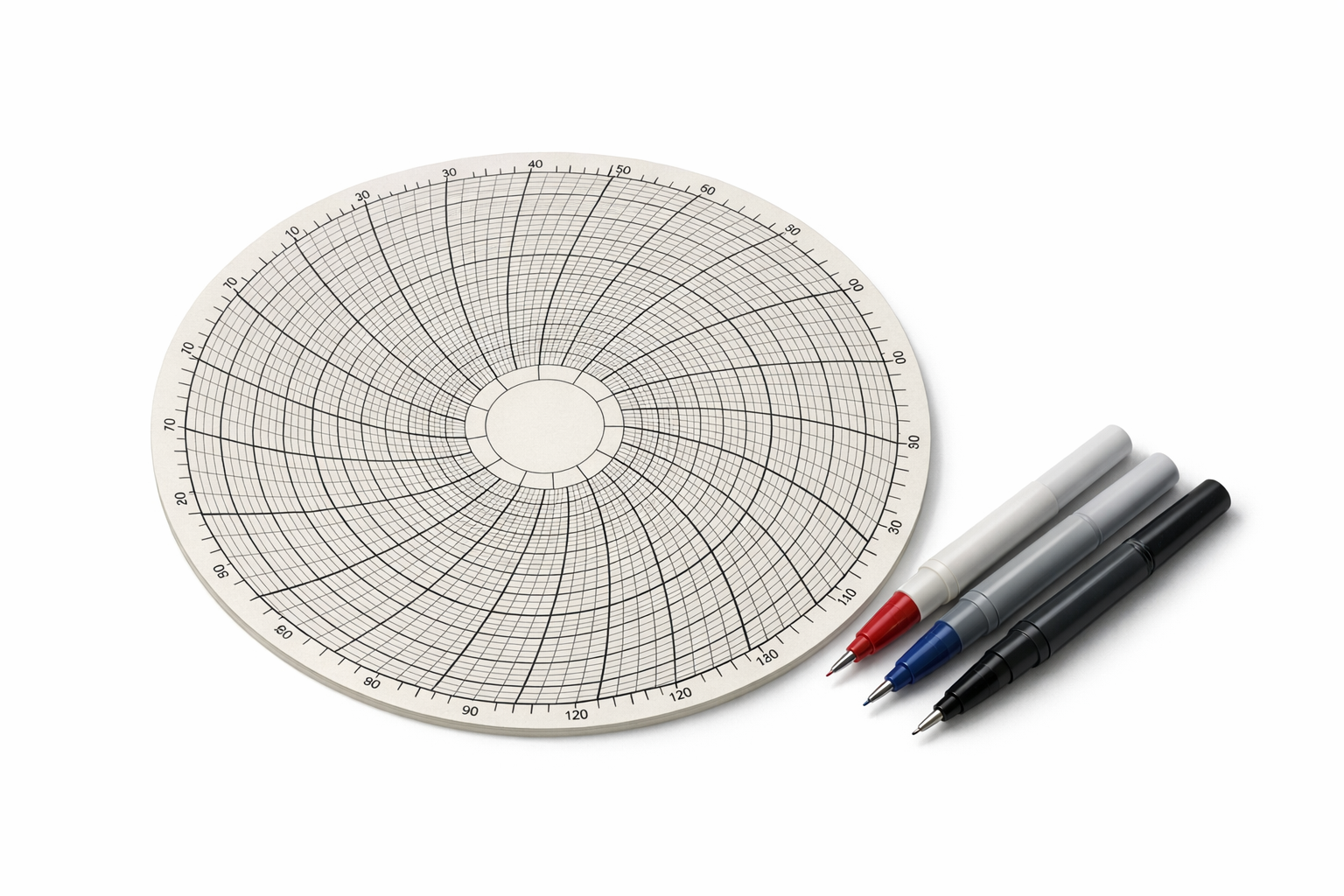 Circular Recorder Chart & Pens — Image 1