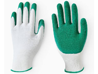 Latex Coated Crinkle Finish Gloves – Green Half Latex