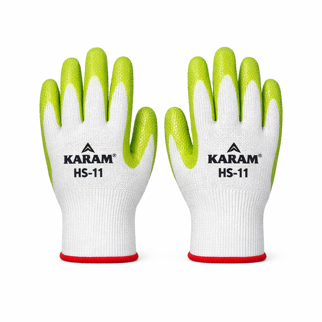 KARAM HS-11 Latex Coated Safety Gloves – Cut Level 1 EN 388:2016 — Image 1