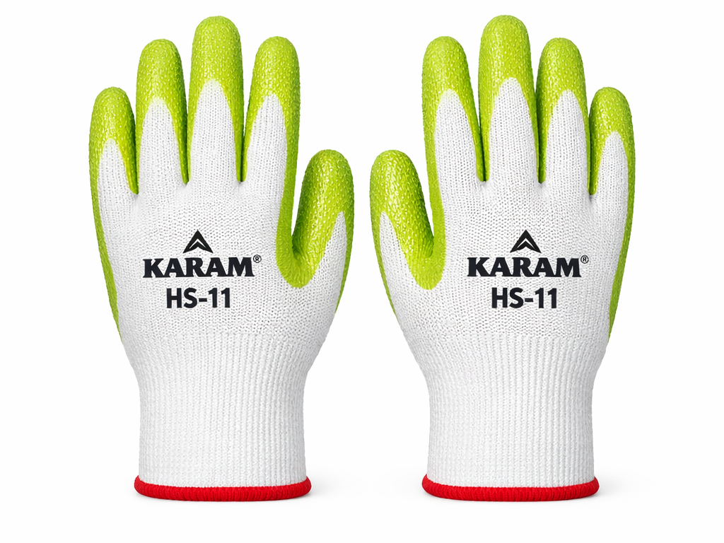 KARAM HS-11 Latex Coated Safety Gloves – Cut Level 1 EN 388:2016