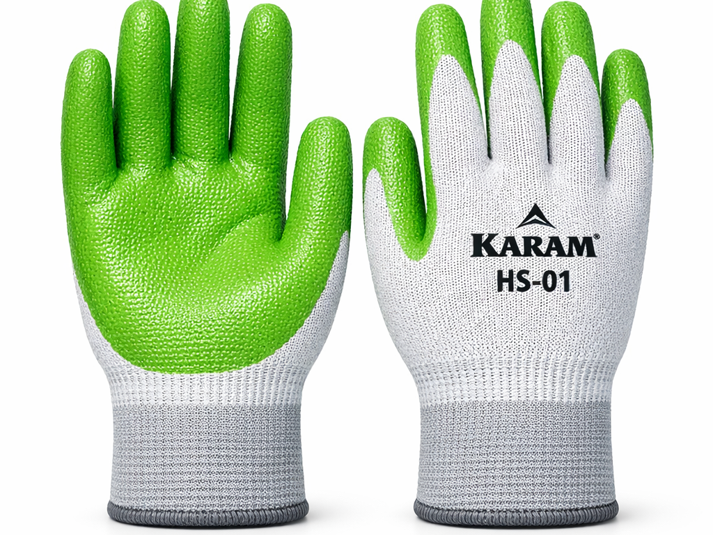 KARAM HS-01 Latex Coated Safety Gloves – Cut Level 1 EN 388:2016