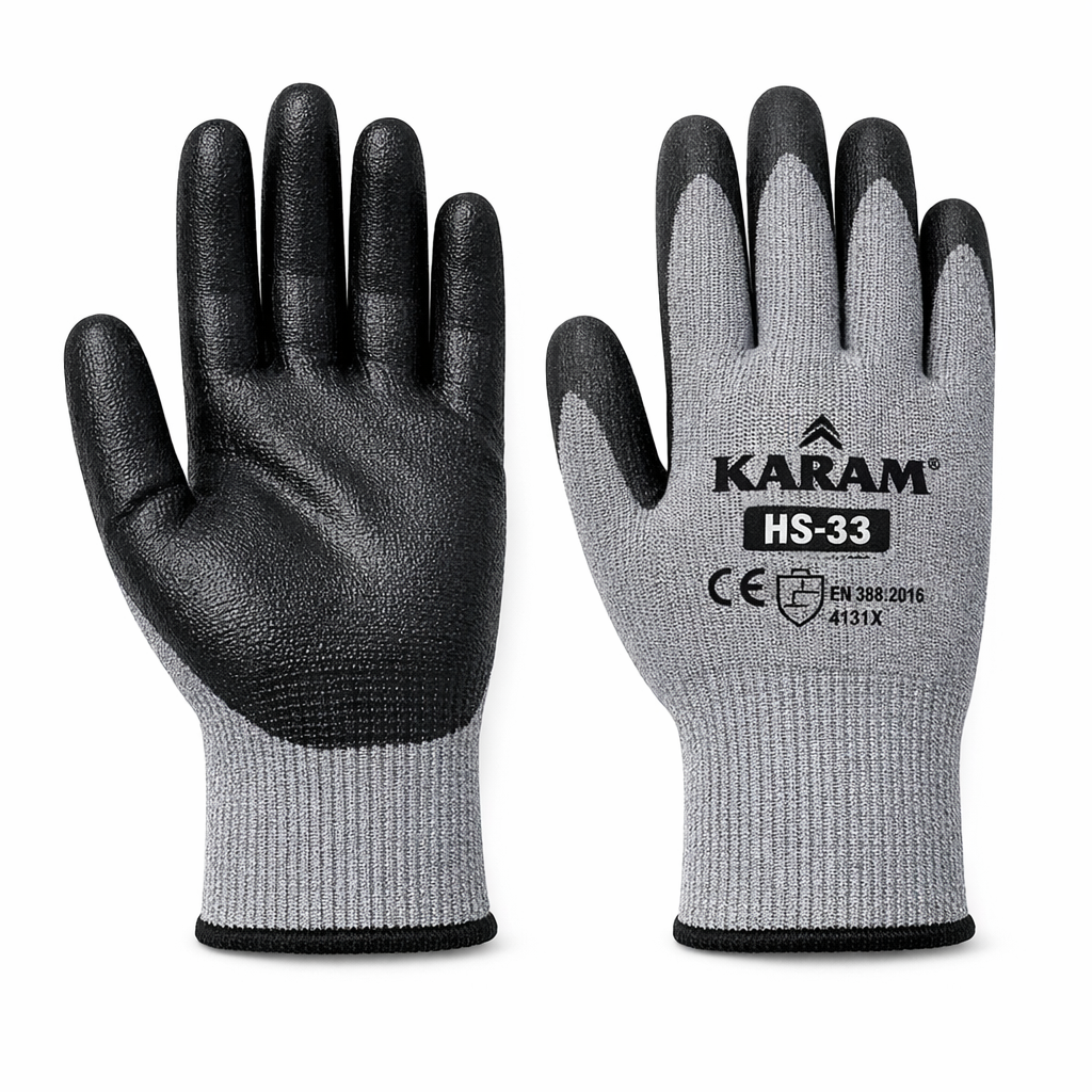 KARAM HS-33 Nitrile Coated Safety Gloves – Cut Level 1 EN 388:2016 — Image 1