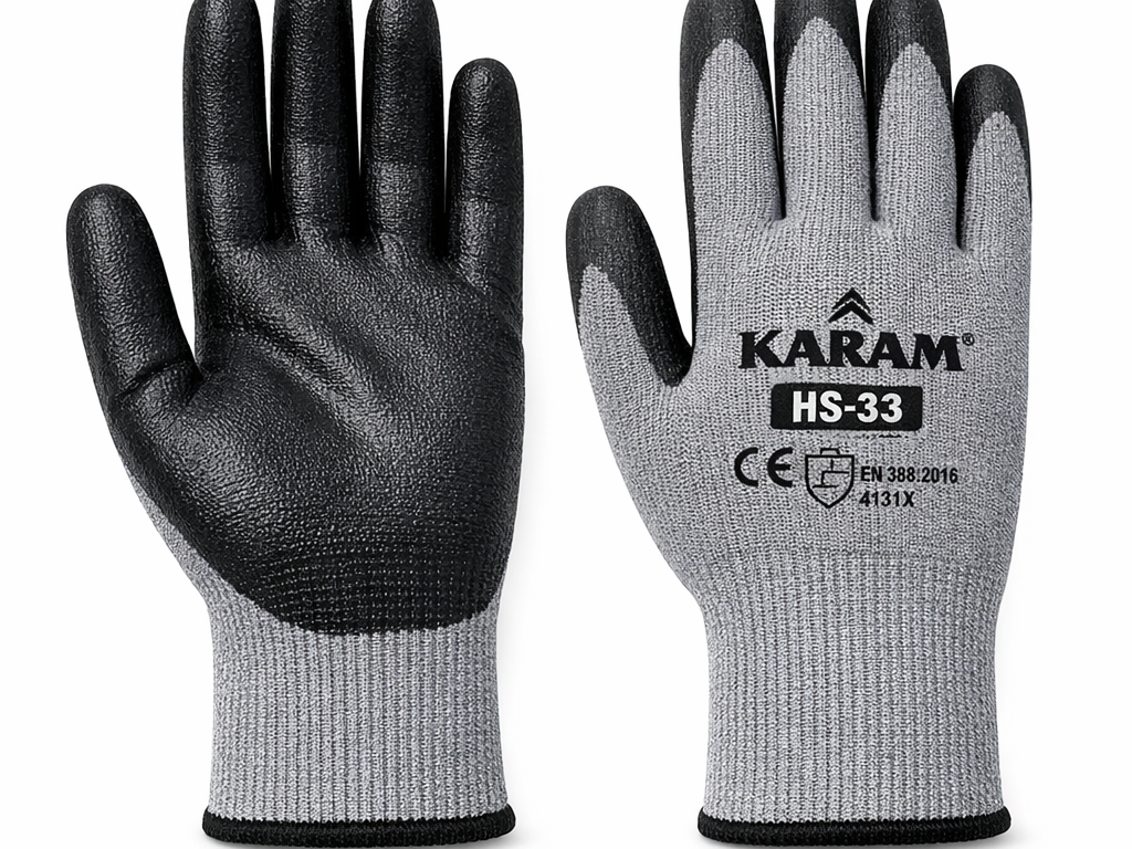 KARAM HS-33 Nitrile Coated Safety Gloves – Cut Level 1 EN 388:2016