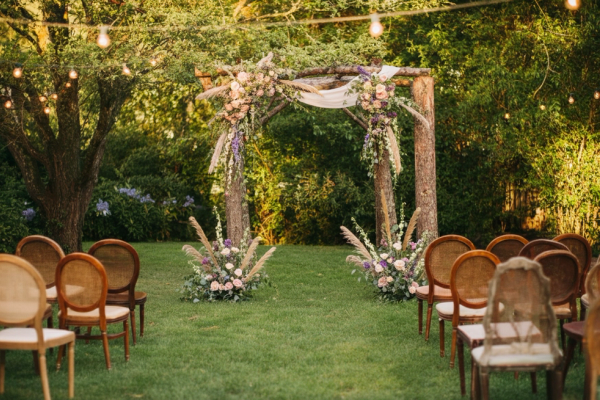 Love in Bloom: Emma and James' Enchanting Garden Wedding at Home