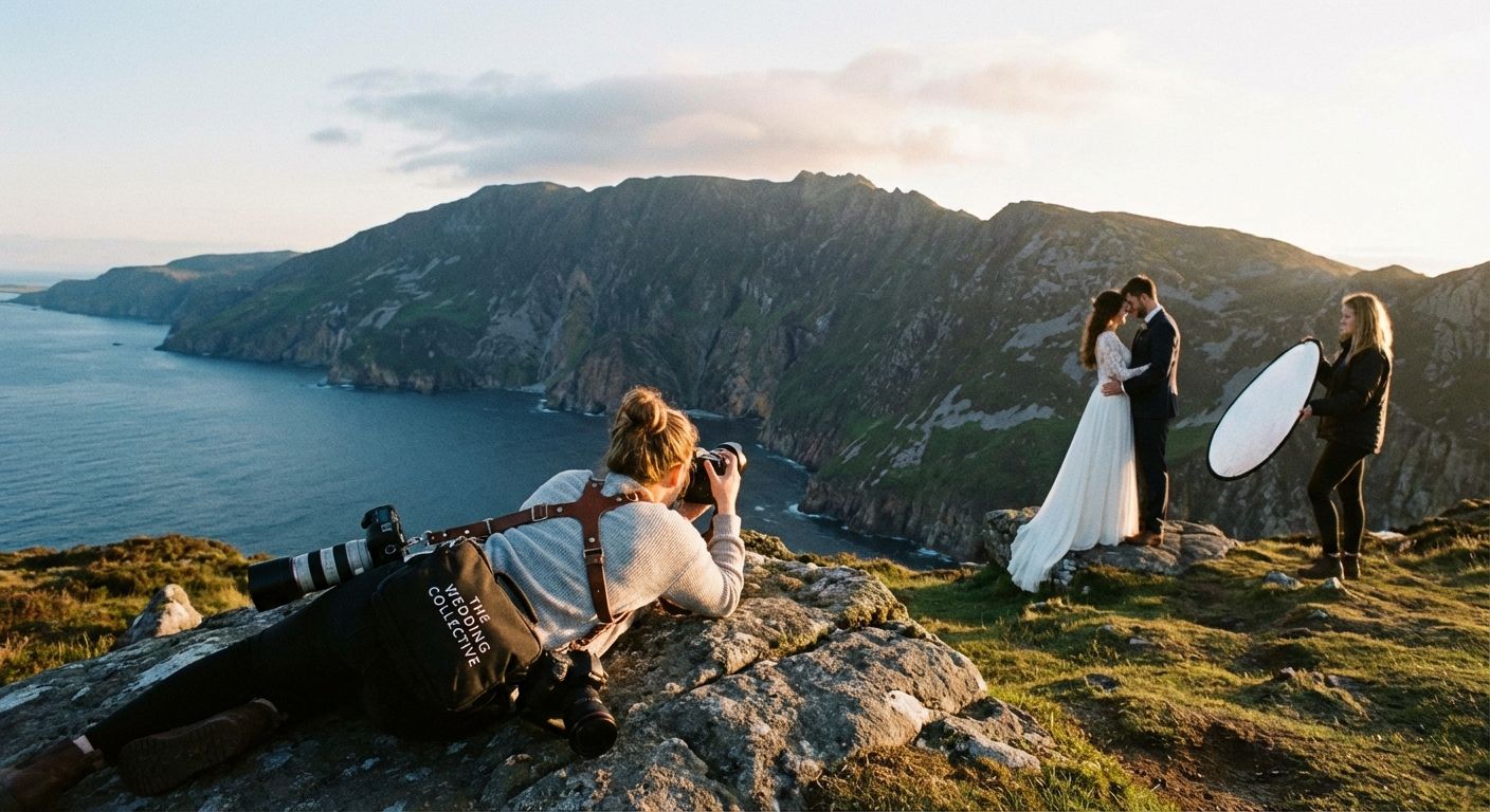 Photographe de mariage capturant un couple