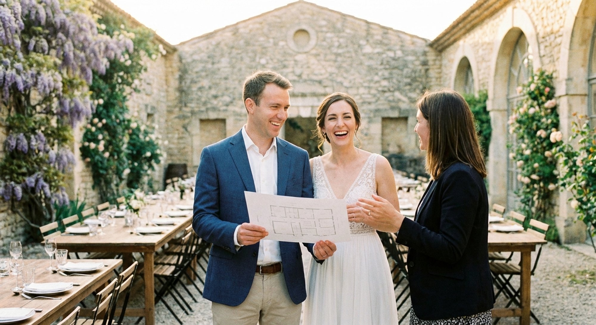 Couple visitant un lieu de mariage