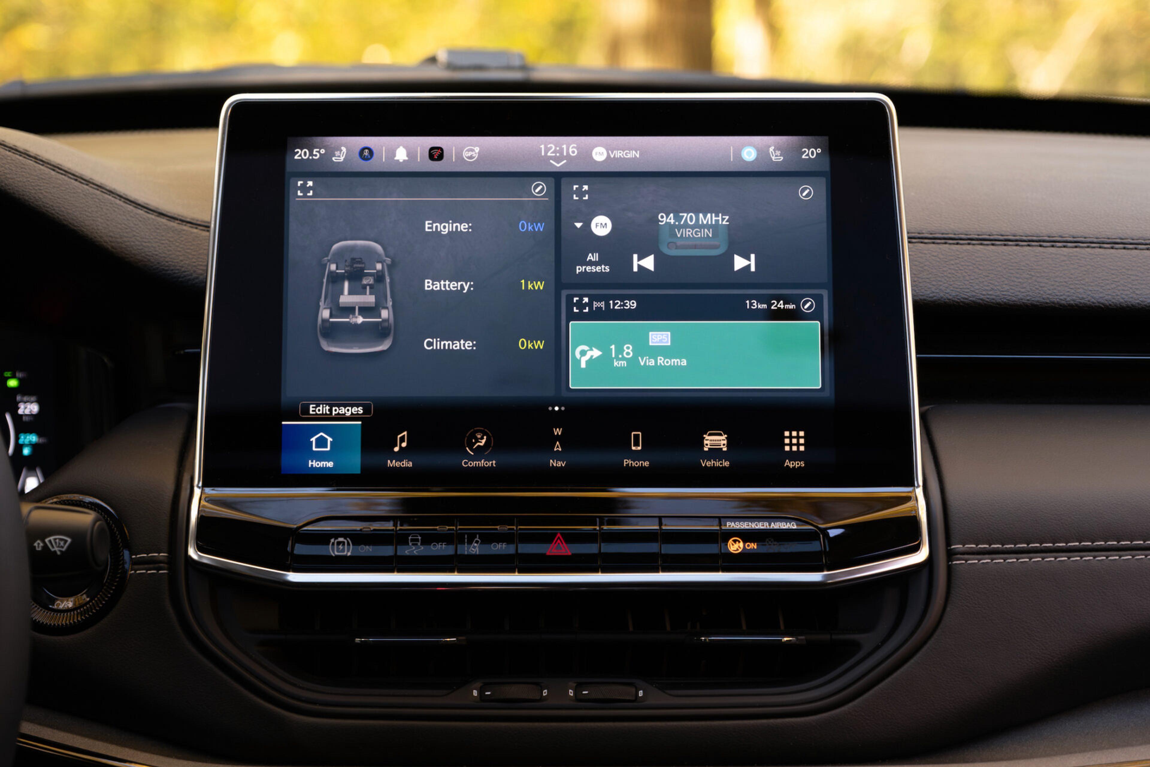 Infotainment screen of Jeep Compass