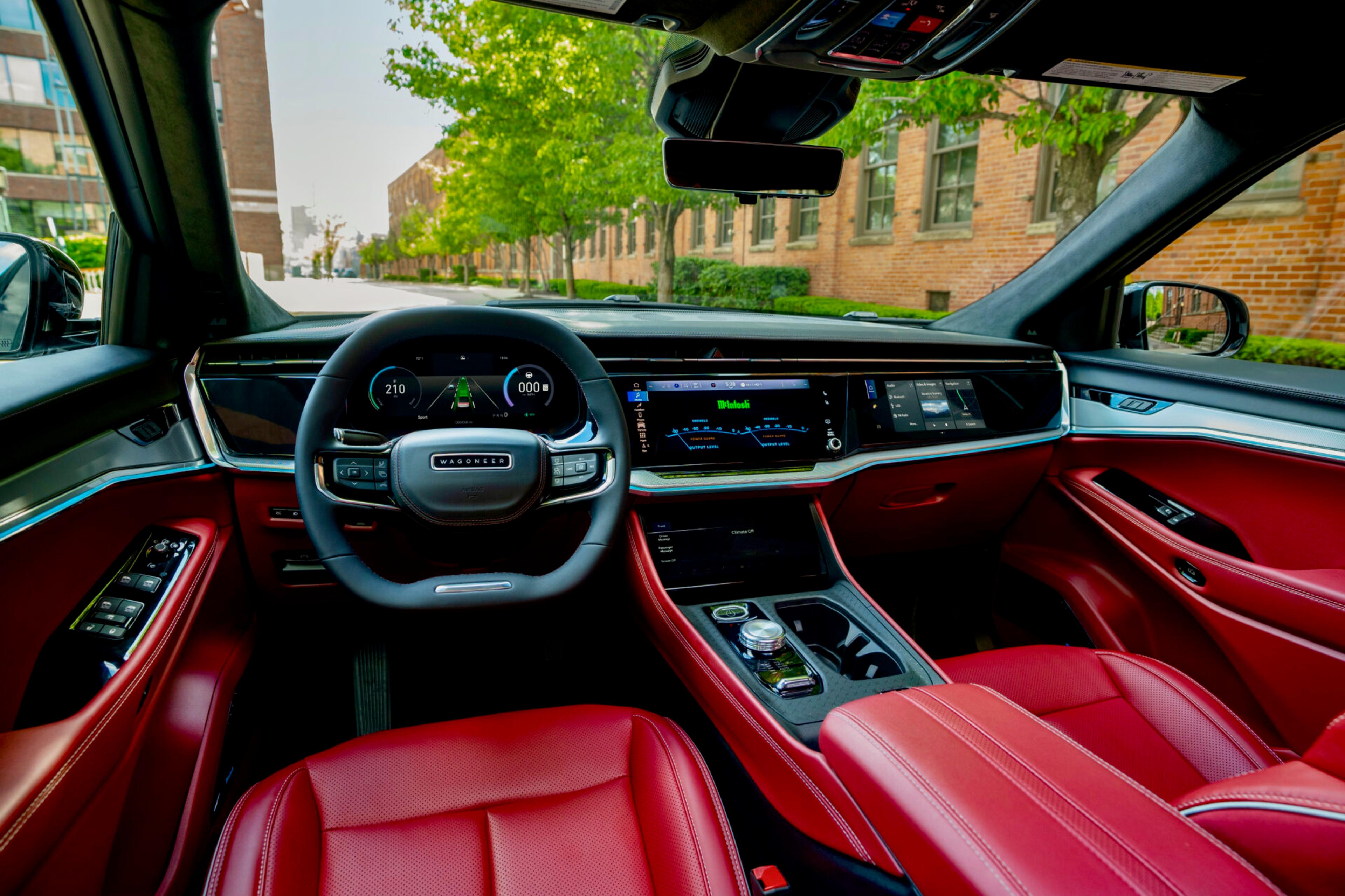 photo of the interior of JEEP Wagoneer S in red leather