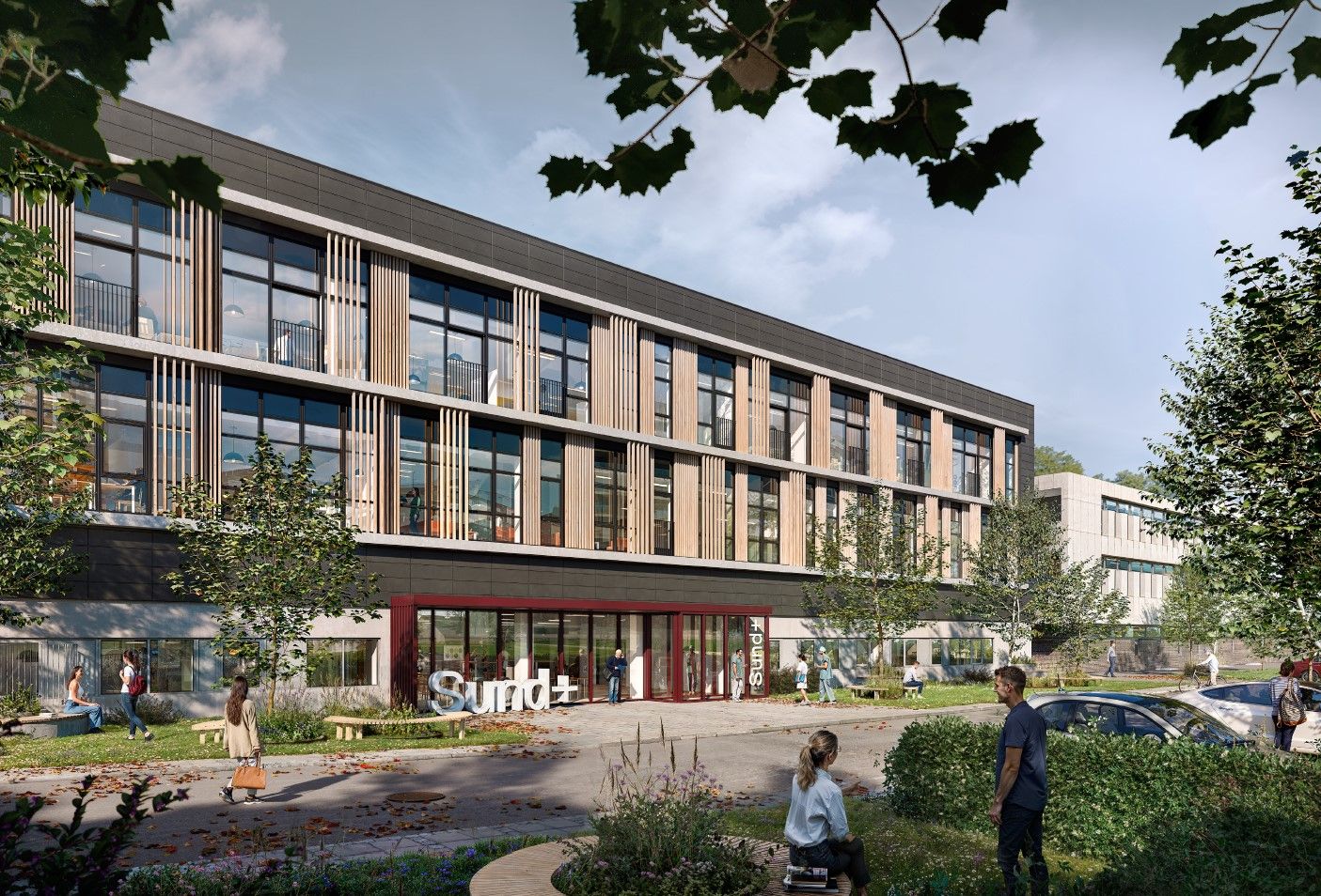 Facaden på den nye bygning til SUND+ i Herning