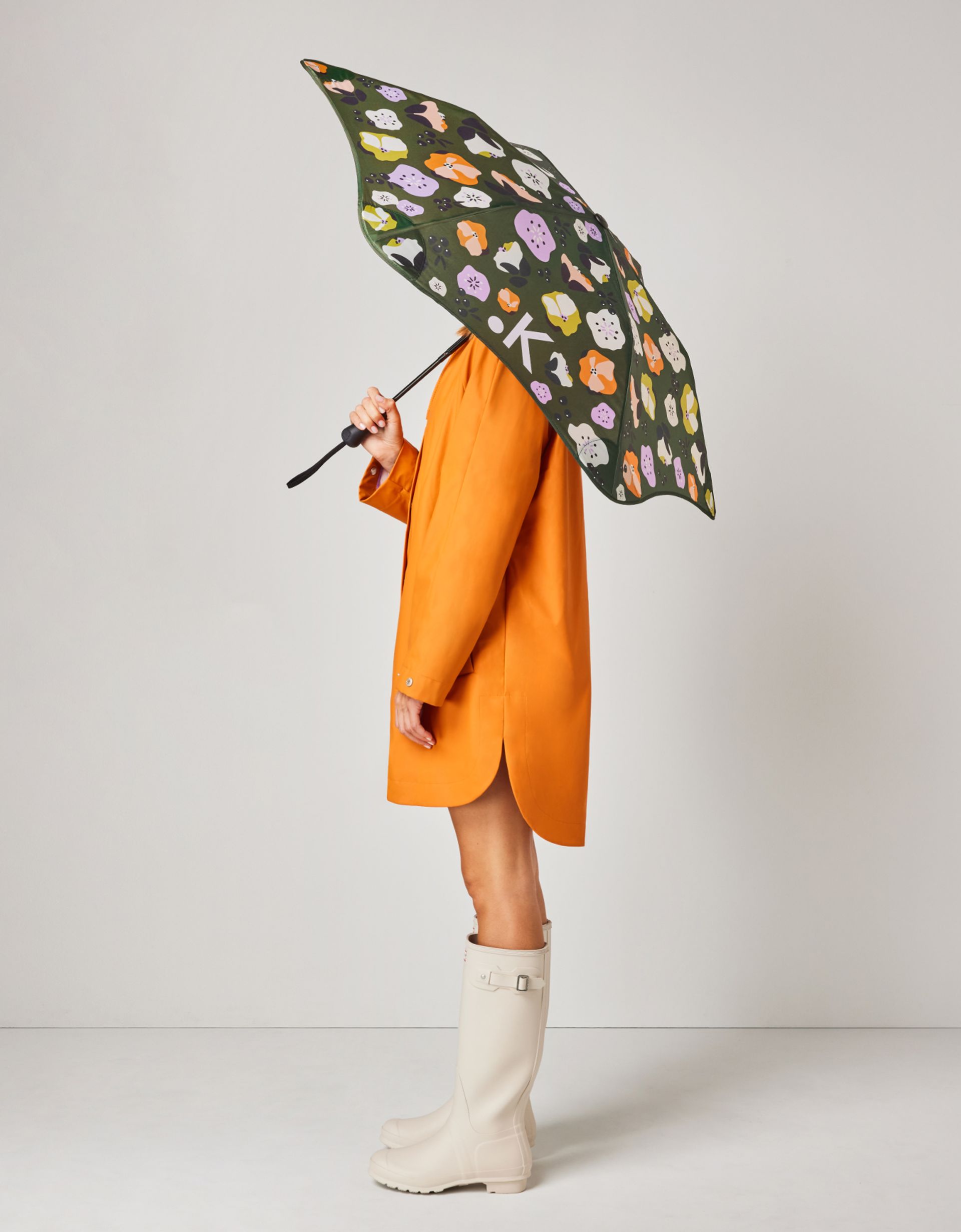 Olive Floral Print Umbrella