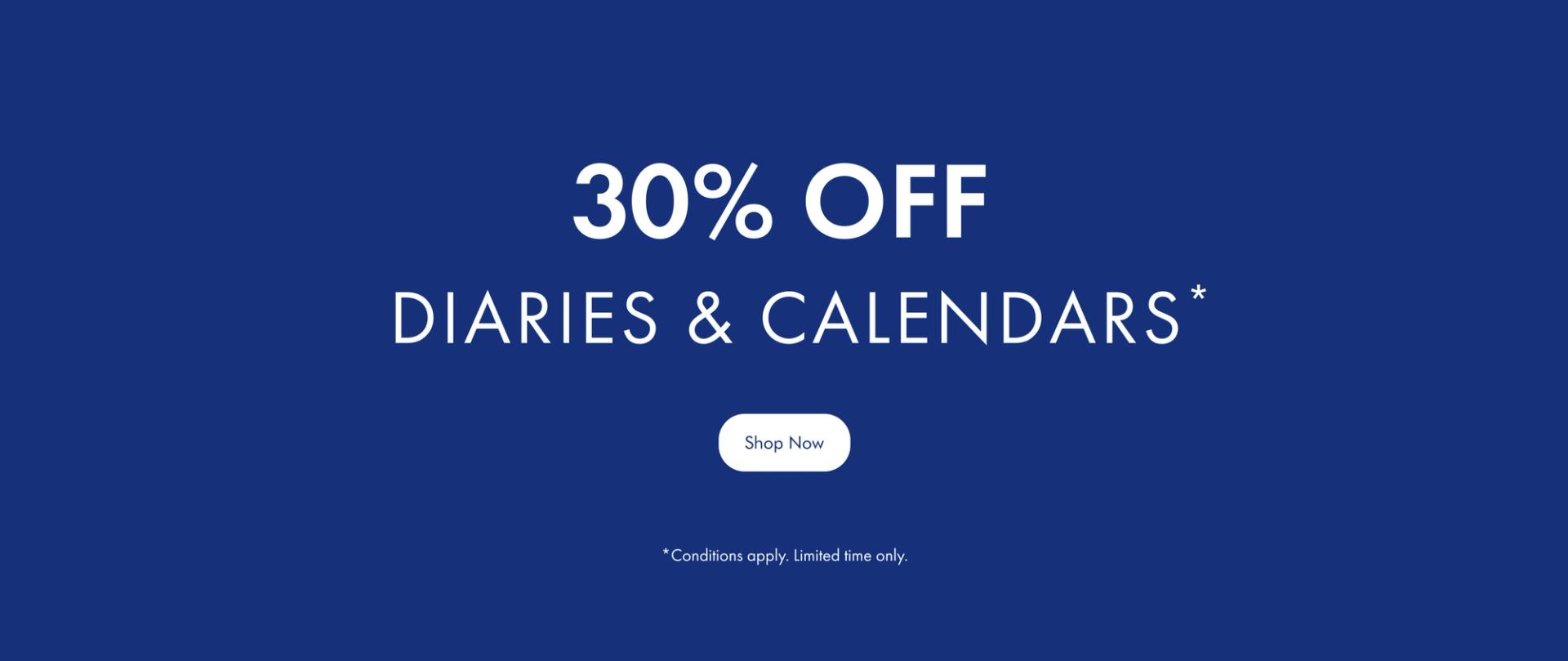 30% Off Diaries & Calendars