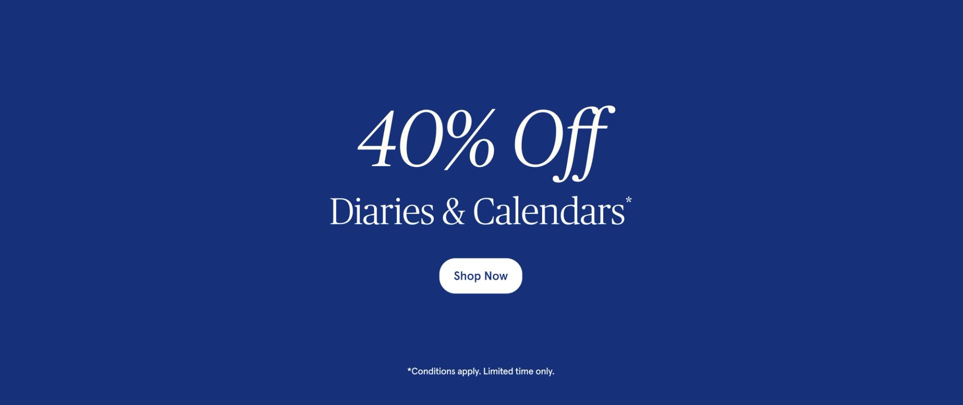 40% Off Diaries & Calendars