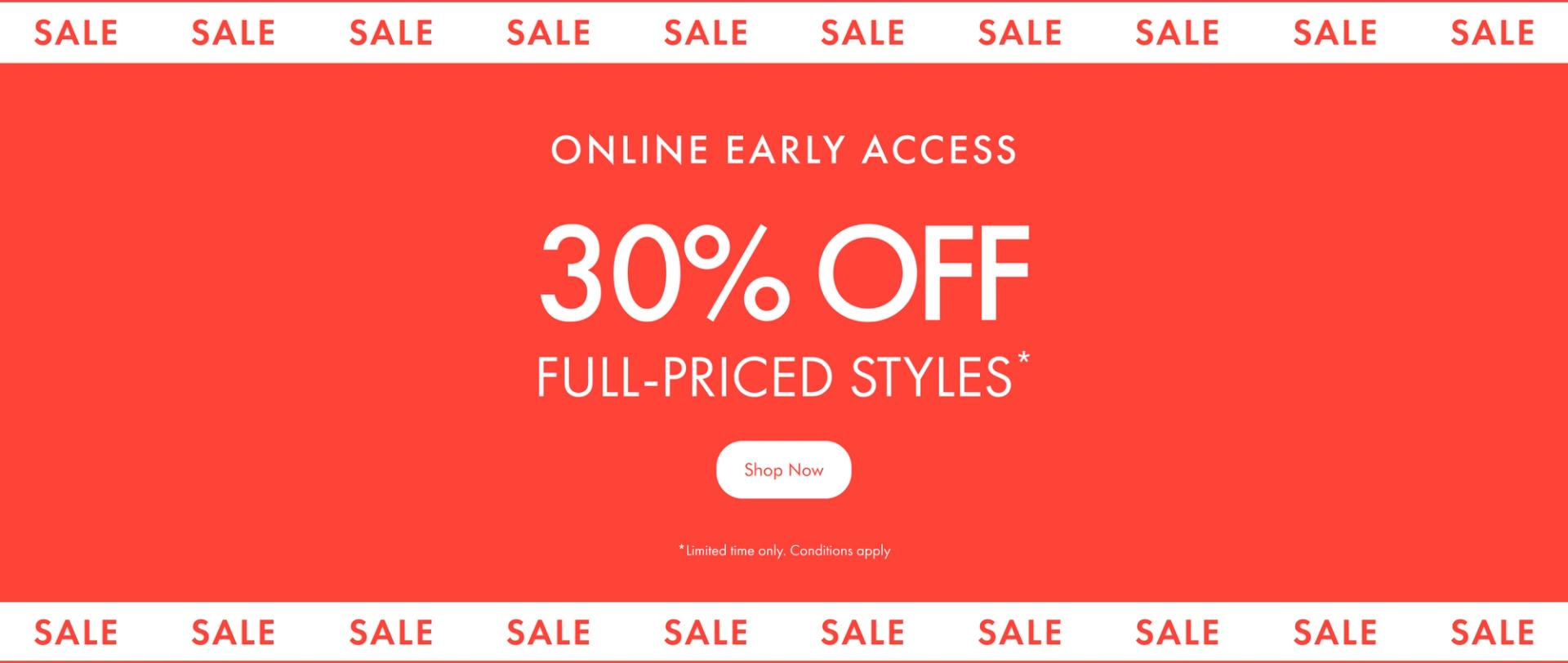30% off full-priced styles