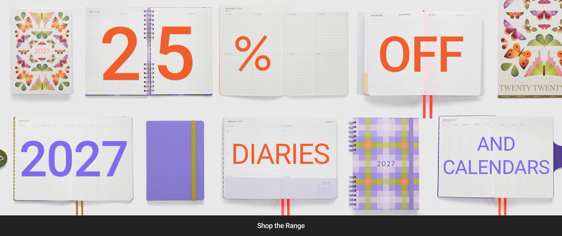 Shop Diaries & Calendars on Sale