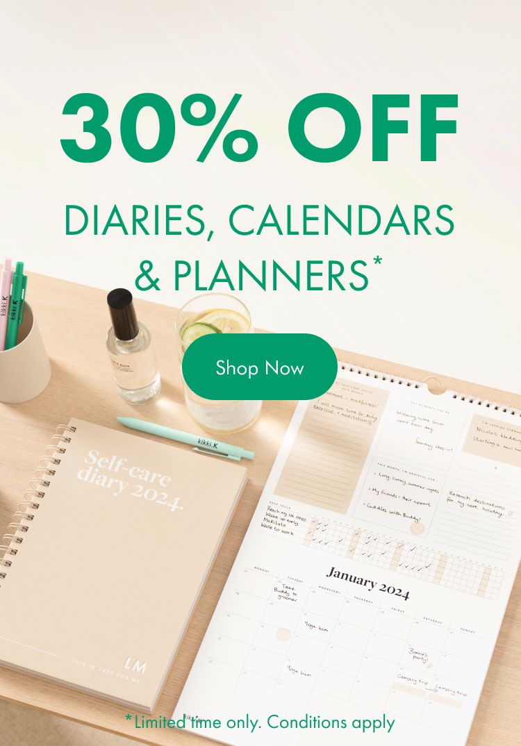 Image flat Lay of Diaries & Calendars advertising 30% Off