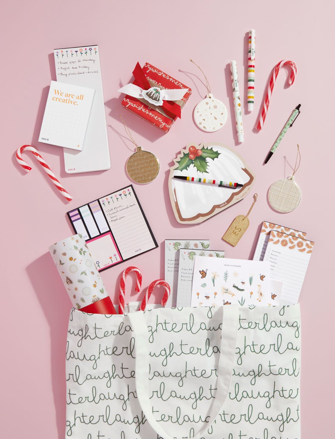 Collection of notepads, pens and Christmas Gifts
