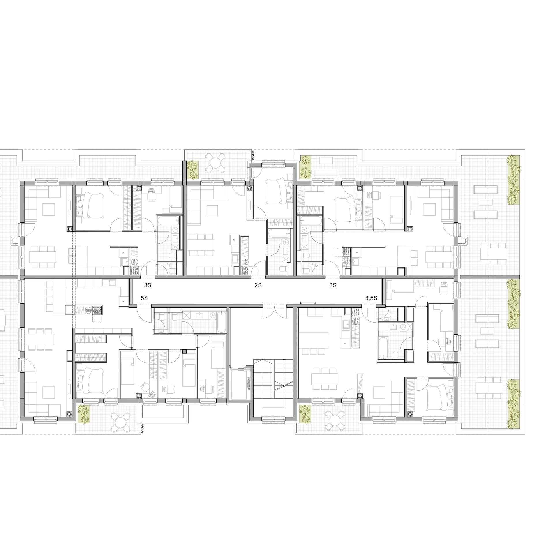 POS Stanovi Varaždin - Tlocrt uvučenog kata