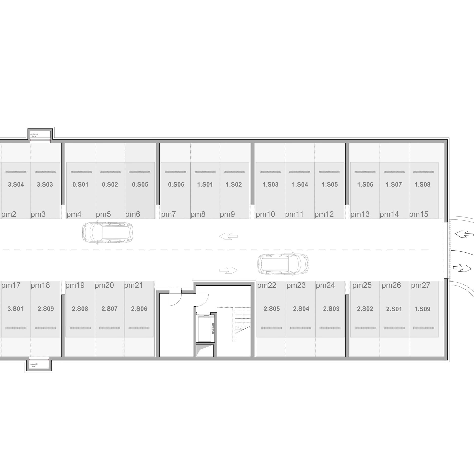 POS Stanovi Varaždin - Tlocrt podzemne garaže