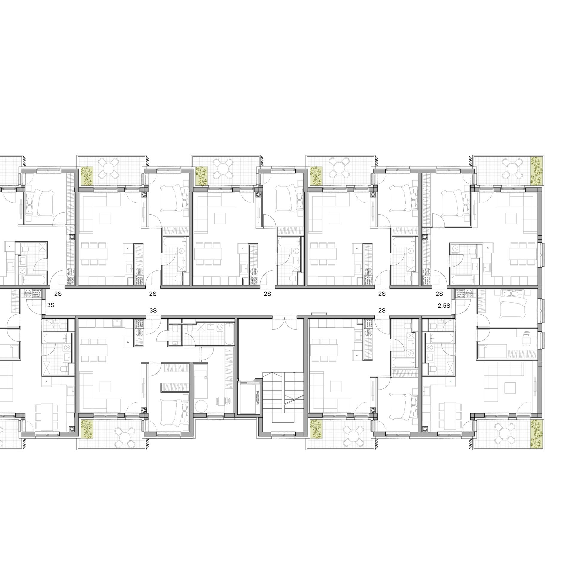 POS Stanovi Varaždin - Tlocrt 2. kata