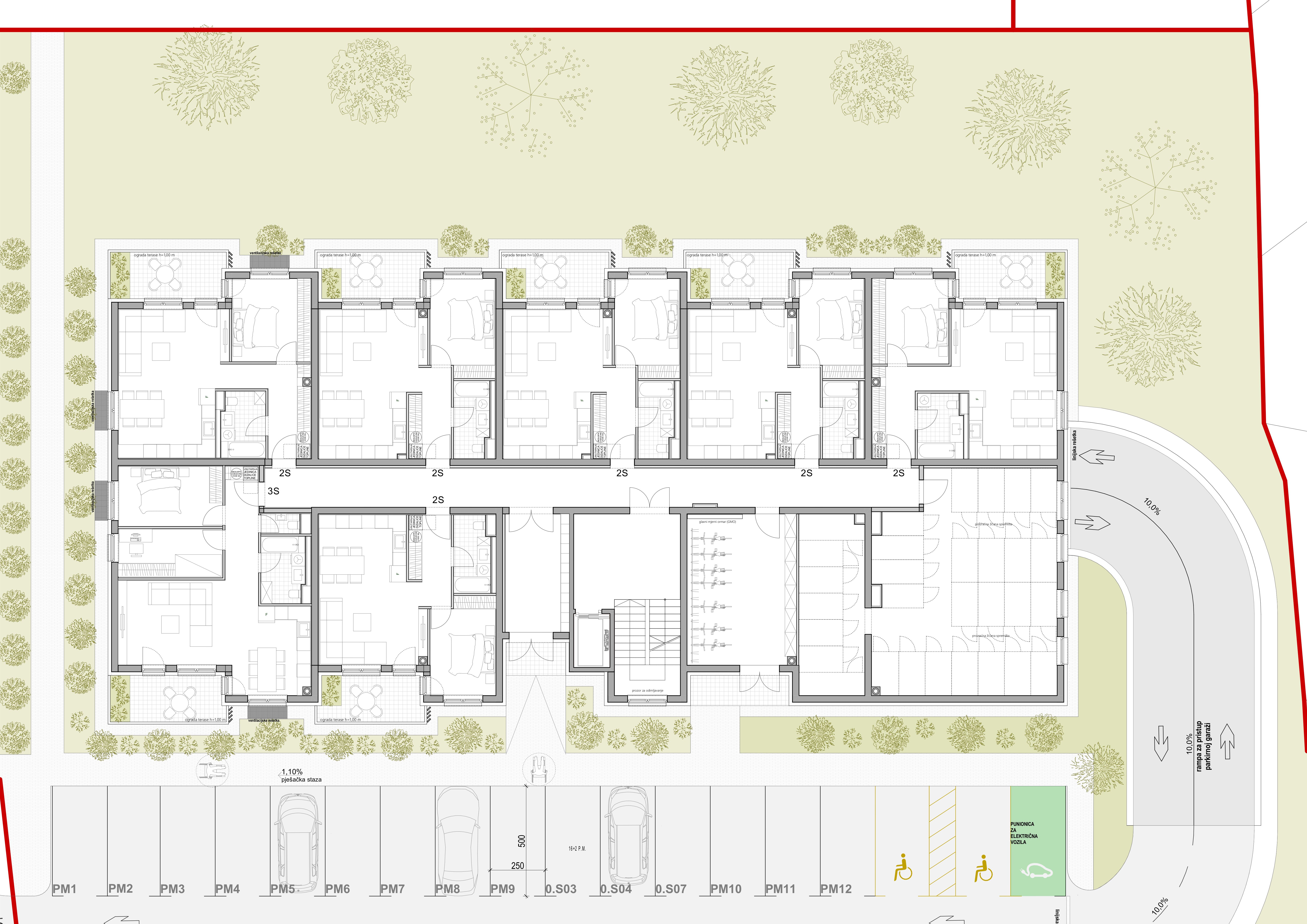 POS Stanovi Varaždin - Tlocrt prizemlja
