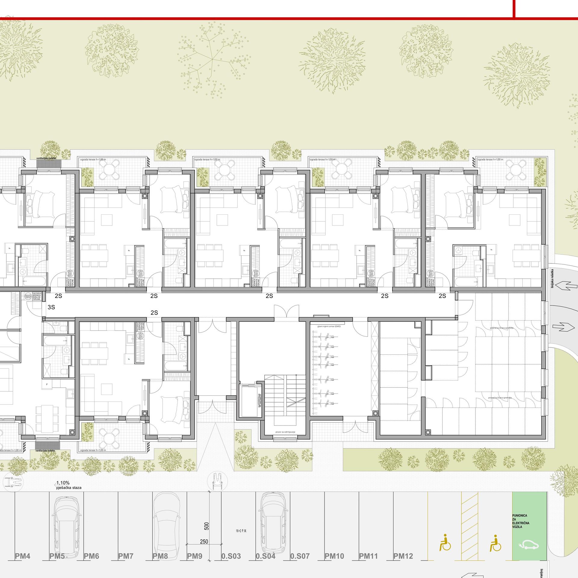 POS Stanovi Varaždin - Tlocrt prizemlja