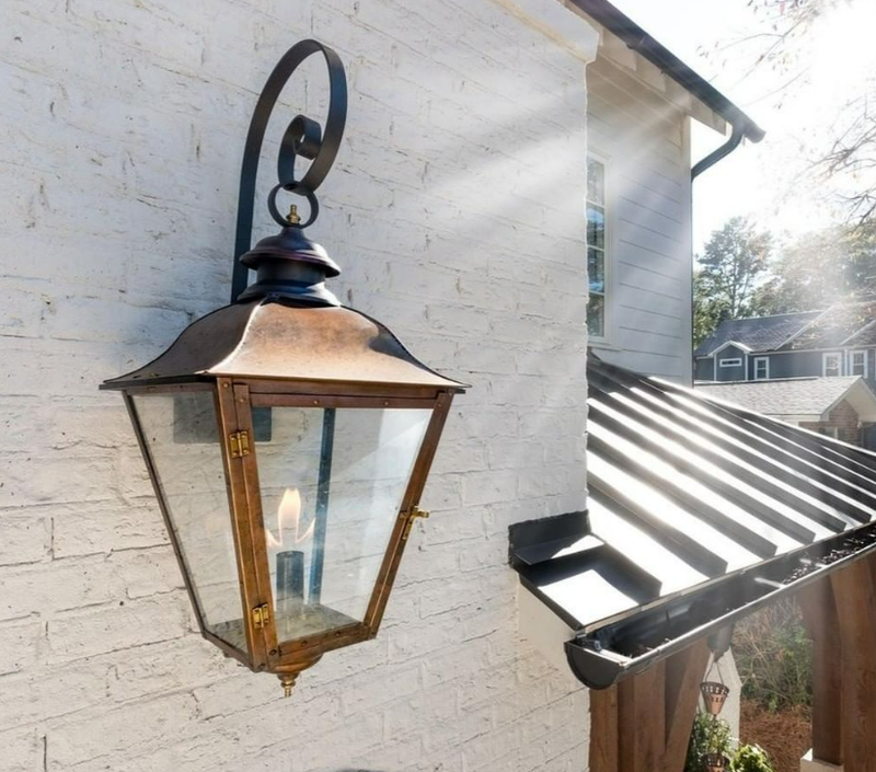 The CopperSmith State Street Gas Top Scroll Wall Mount Lifestyle 17