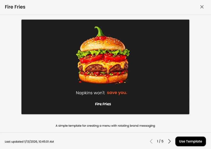 HipDeck Fire Fries restaurant template