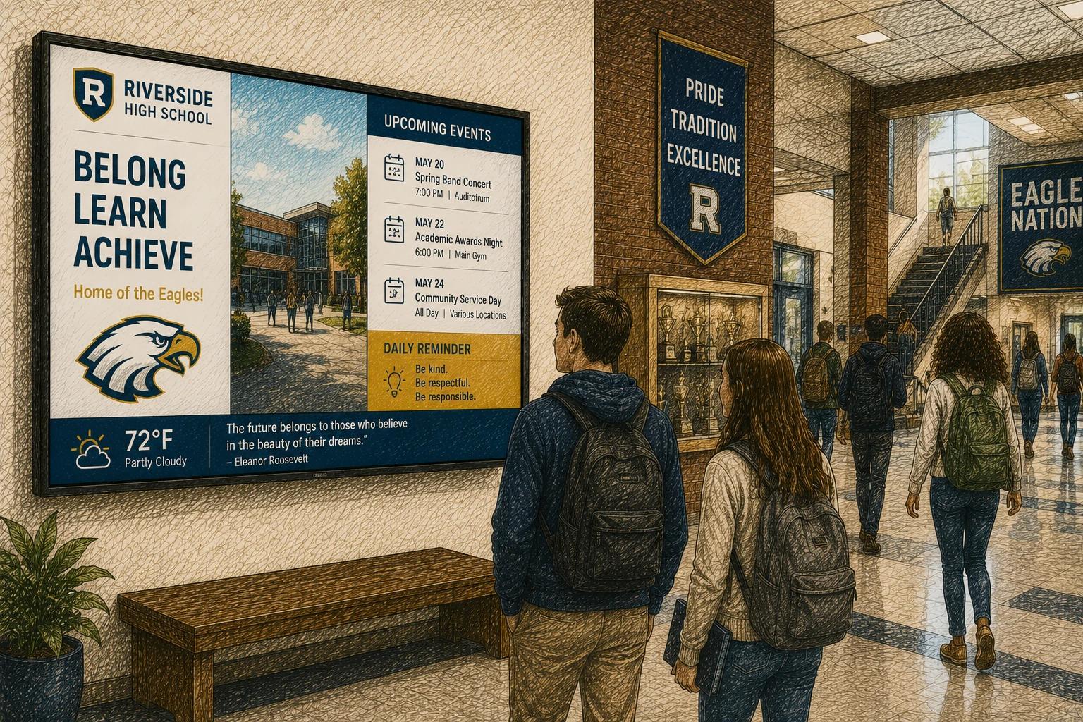 Digital signage in a school setting
