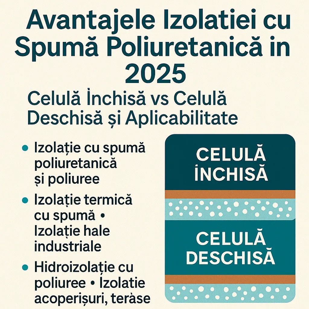Izolație cu spumă poliuretanică – celulă deschisă vs celulă închisă.