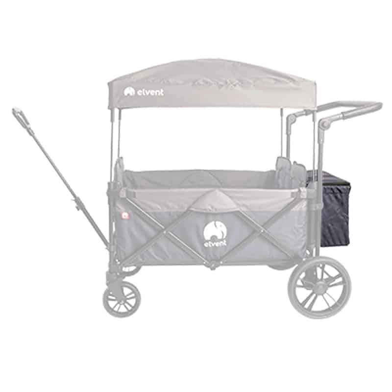 Hecktasche WagonPro City in Indigoblau mit einem Fach, hervorgehoben am ausgegrauten Bollerwagen, Seitenansicht