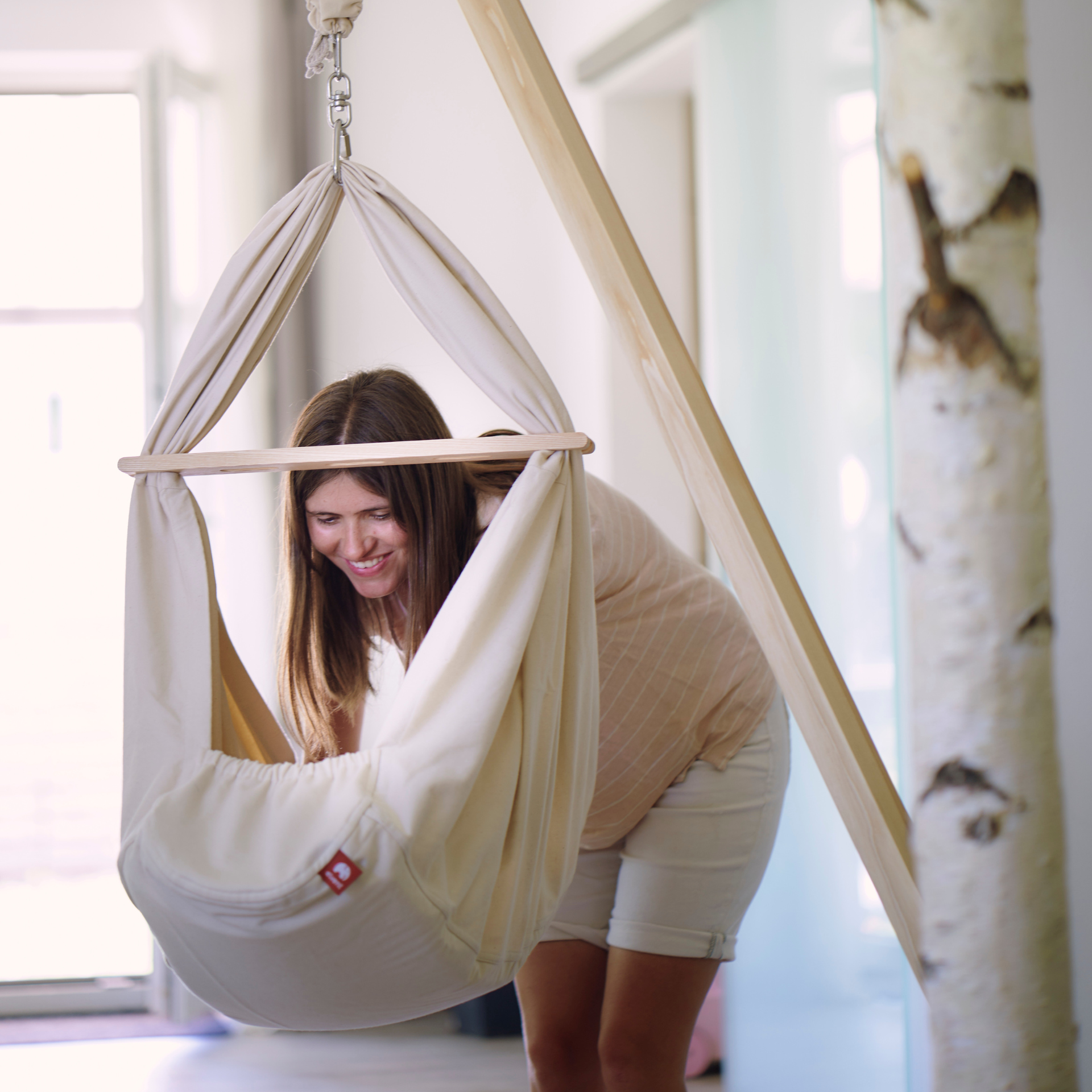 Federwiege aus BIO-Baumwolle inkl. Ständer Esche (Bild 7)