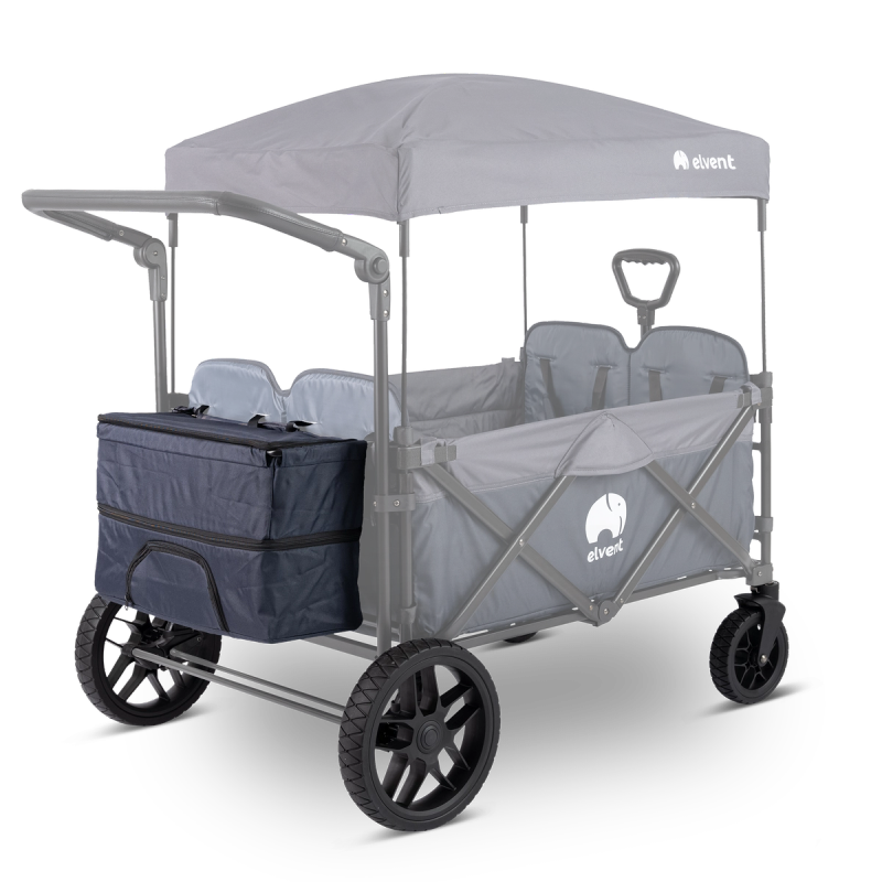 WagonPro Premium in Indigoblau: Hecktasche mit zwei Fächern und Premium-Räder, Bollerwagen voll farbig