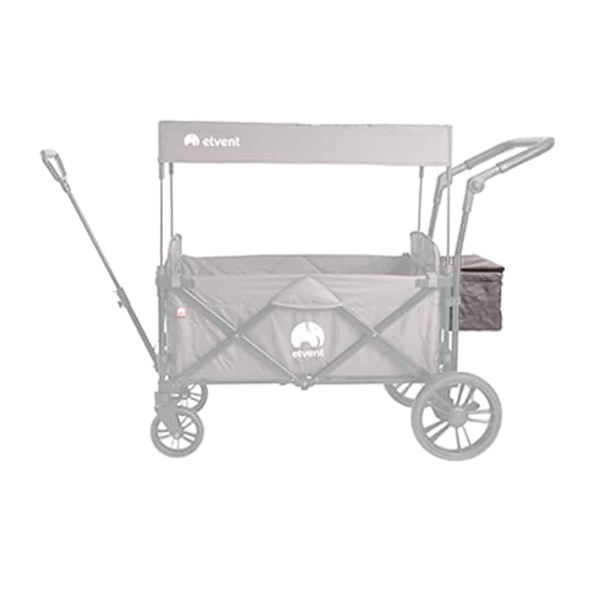 Hecktasche SmartCruiser City in Titangrau mit einem Fach, hervorgehoben am ausgegrauten Bollerwagen, Seitenansicht