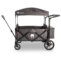 WagonPro City in Titangrau mit Dach und Hecktasche in der Seitenansicht, Zugstange ausgezogen, freigestellt