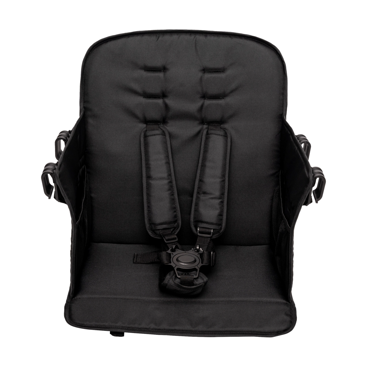 Ergonomische Sitzpolster FlexProfessional 2 in Frontansicht mit Schultergurten und Gurtschloss, freigestellt