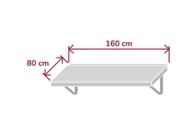 Maßzeichnung des Wandklapptischs 160 cm mit 160 cm Breite und 80 cm Tiefe der Tischplatte