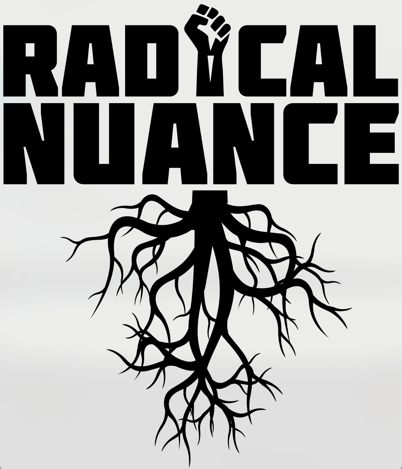 radical nuance logo with long roots and a raised fist 