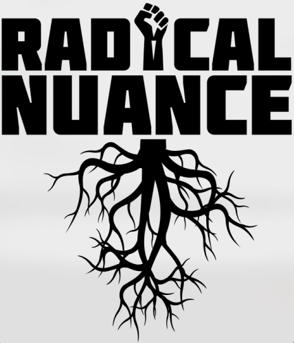 radical nuance logo with long roots and a raised fist