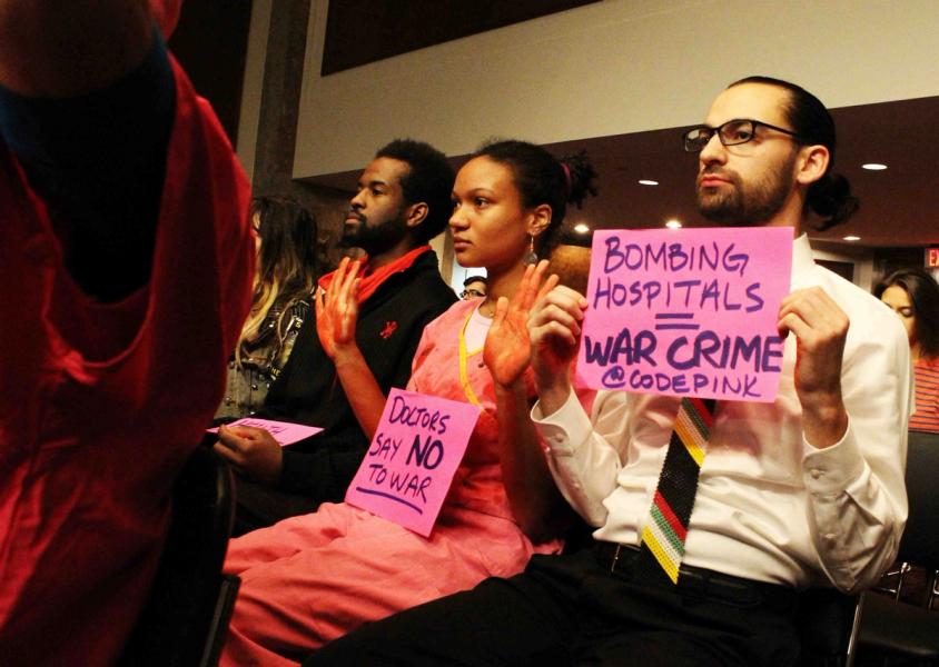 protesting war at the senate