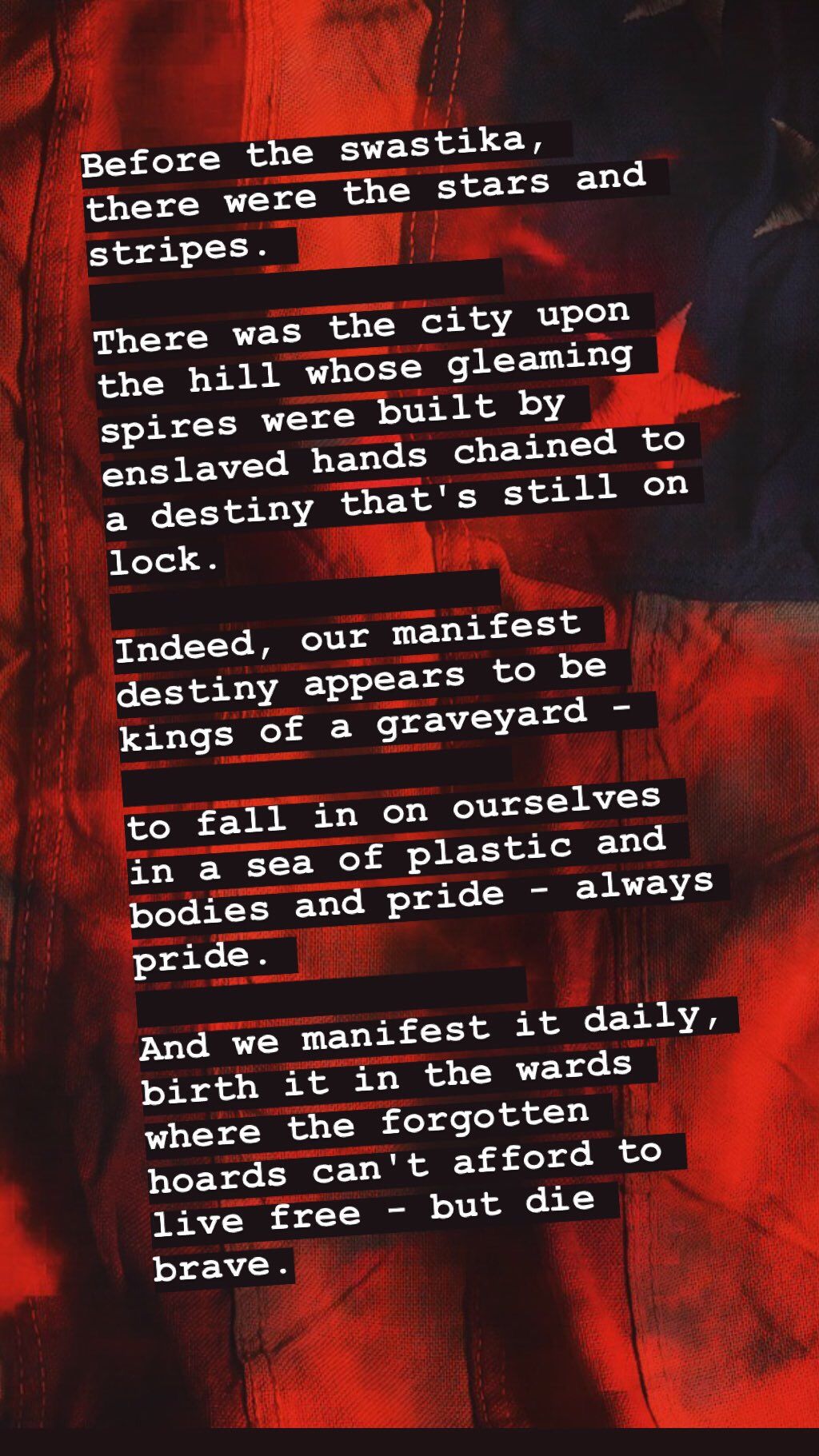 red scale flag with poetry