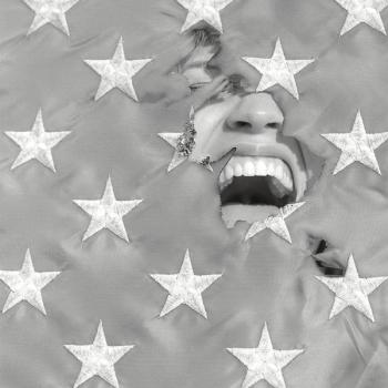 screaming through a torn flag