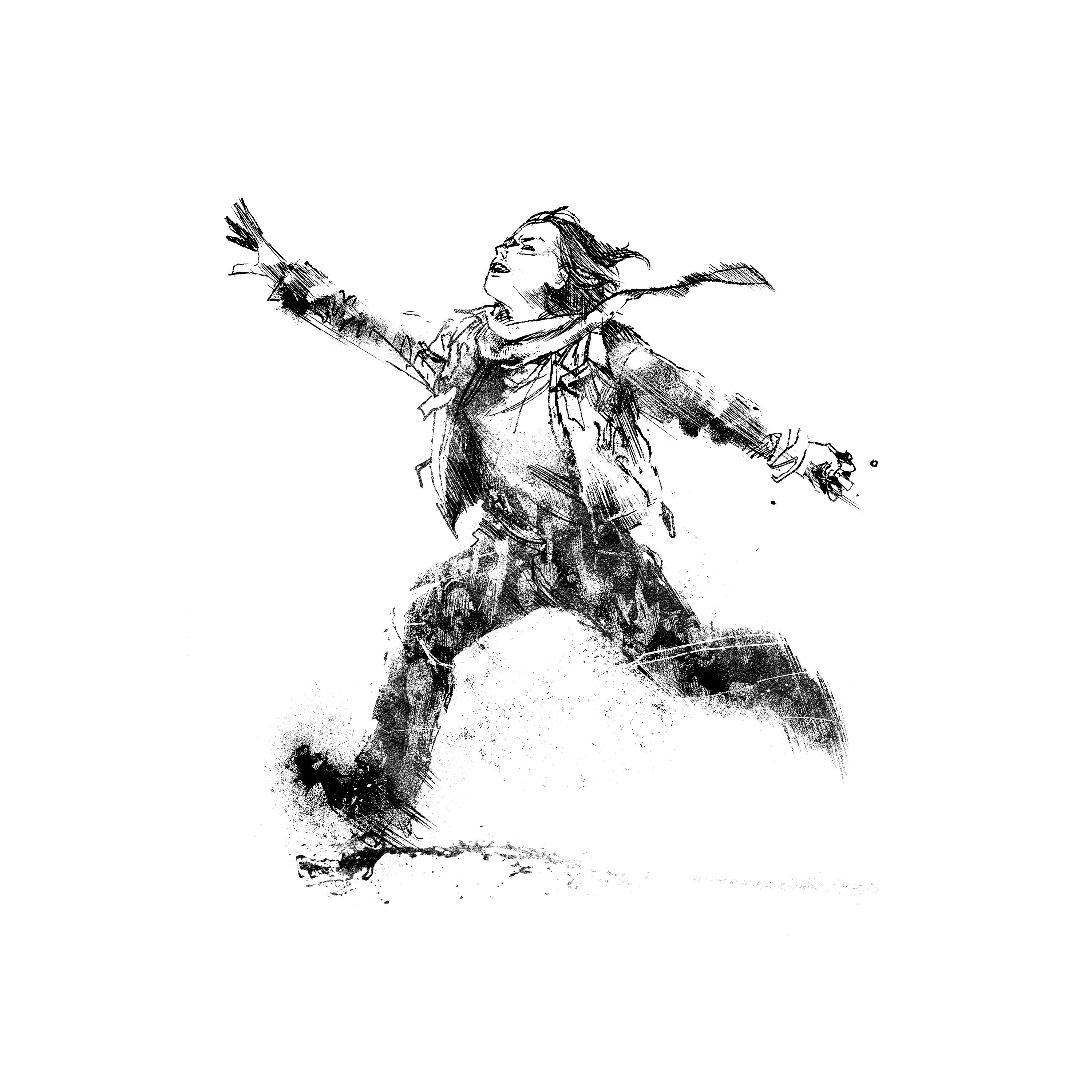 no solo cover, graphic of person running with arm raised forward