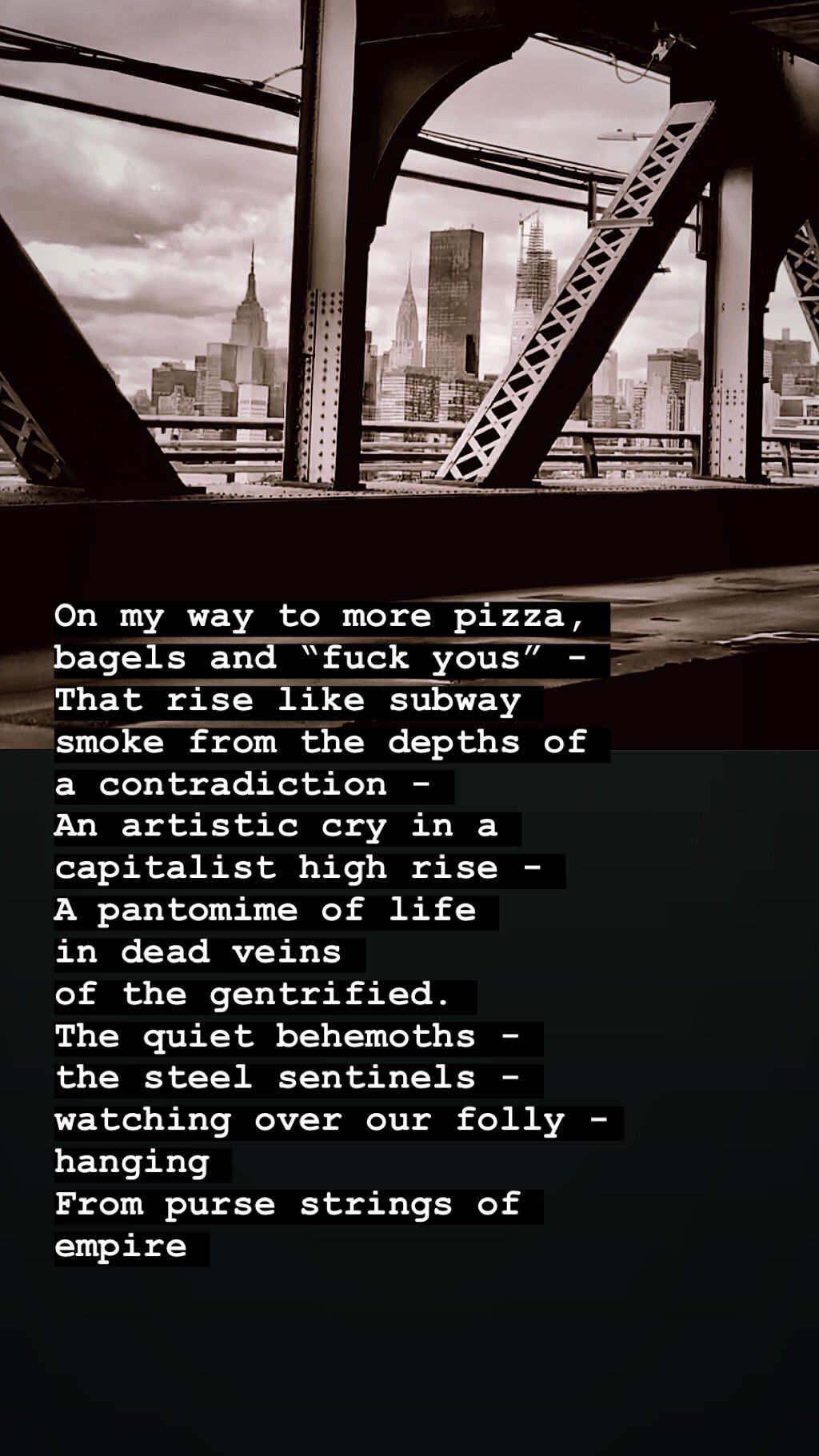 new york bridge with poetry 