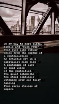 new york bridge with poetry